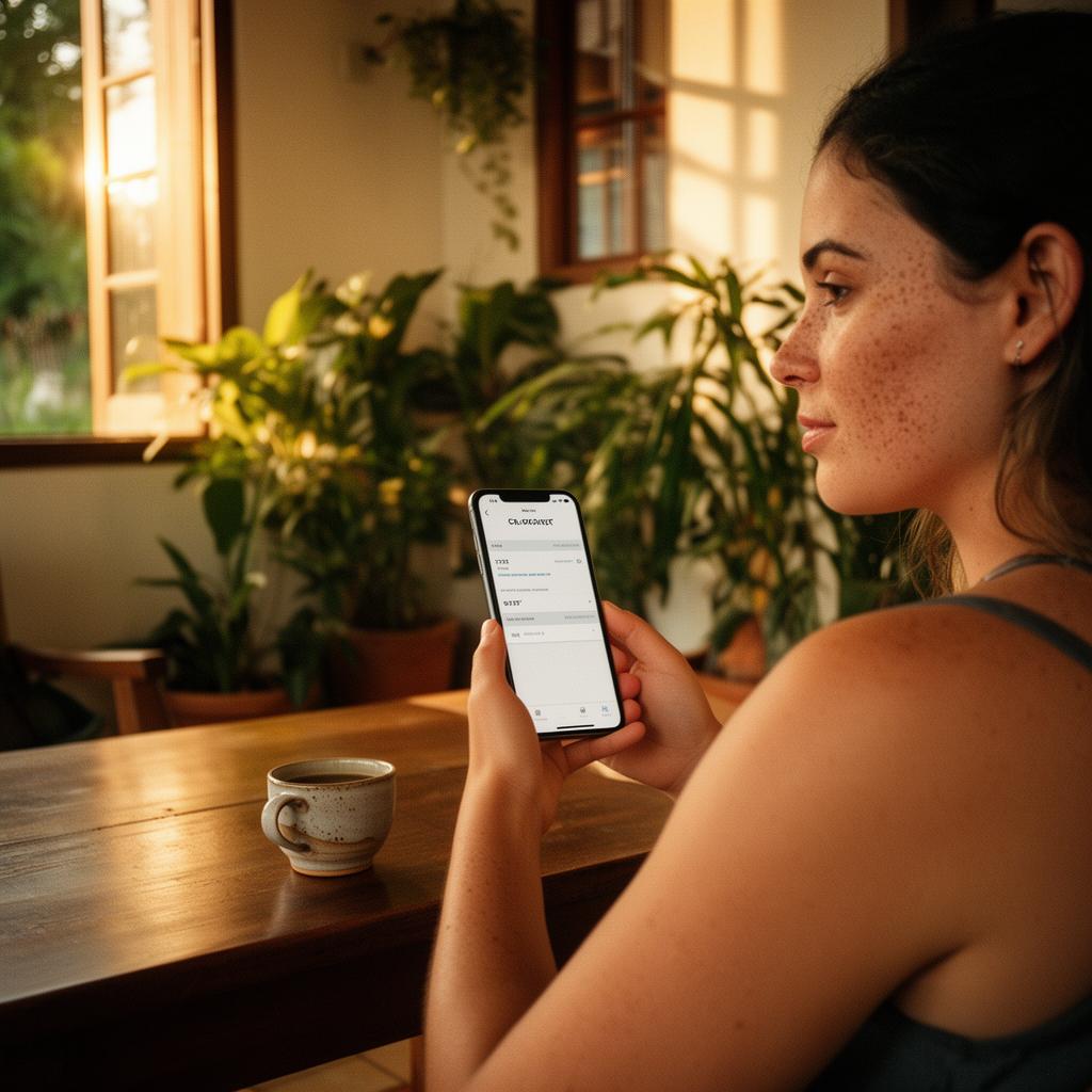 Casal em quarto de hotel comprando pelo aplicativo